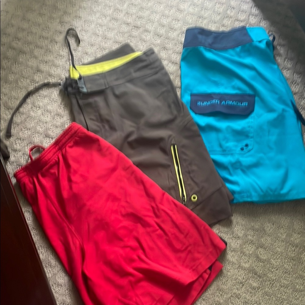Under Armour Men's Swim Shorts - Red, Brown, and Blue